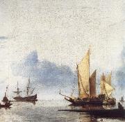 A Dutch Yacht and Other Vessels Becalmed Near the Shore